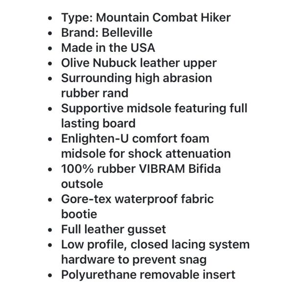 Belleville Mountain Combat Hiking Boots MCB950 Vibram Sole Gortex Men’s 4.5 Wide - Picture 12 of 13